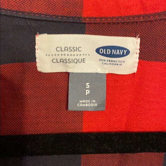 Red and Black checkered flannel Old Nacy Shirt - Picture 2 of 3